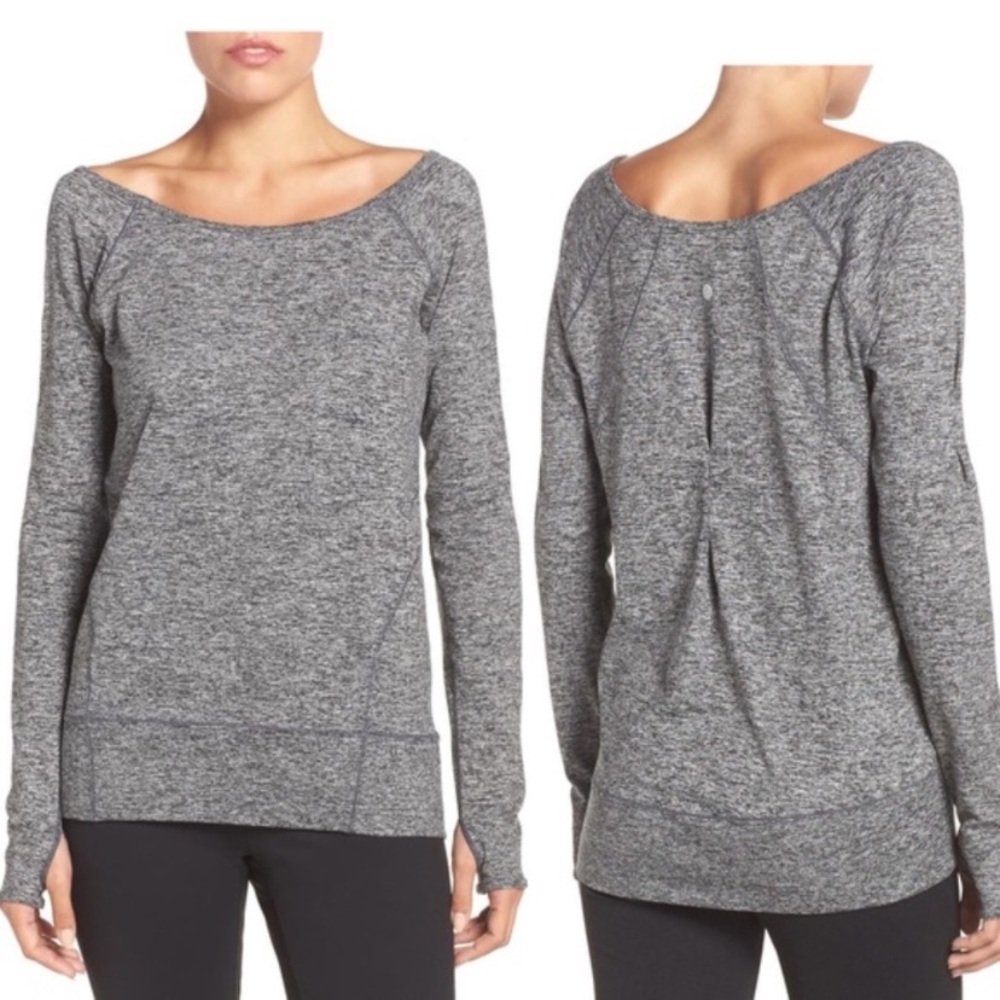 Zella Etoile athleisure long sleeve top in gray space dye XL